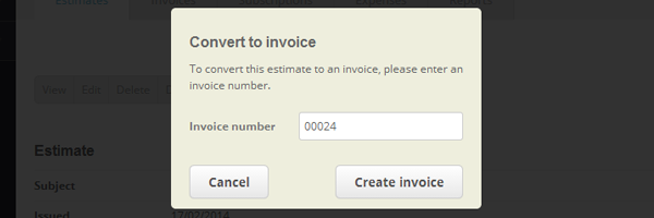 Convert estimates to invoices